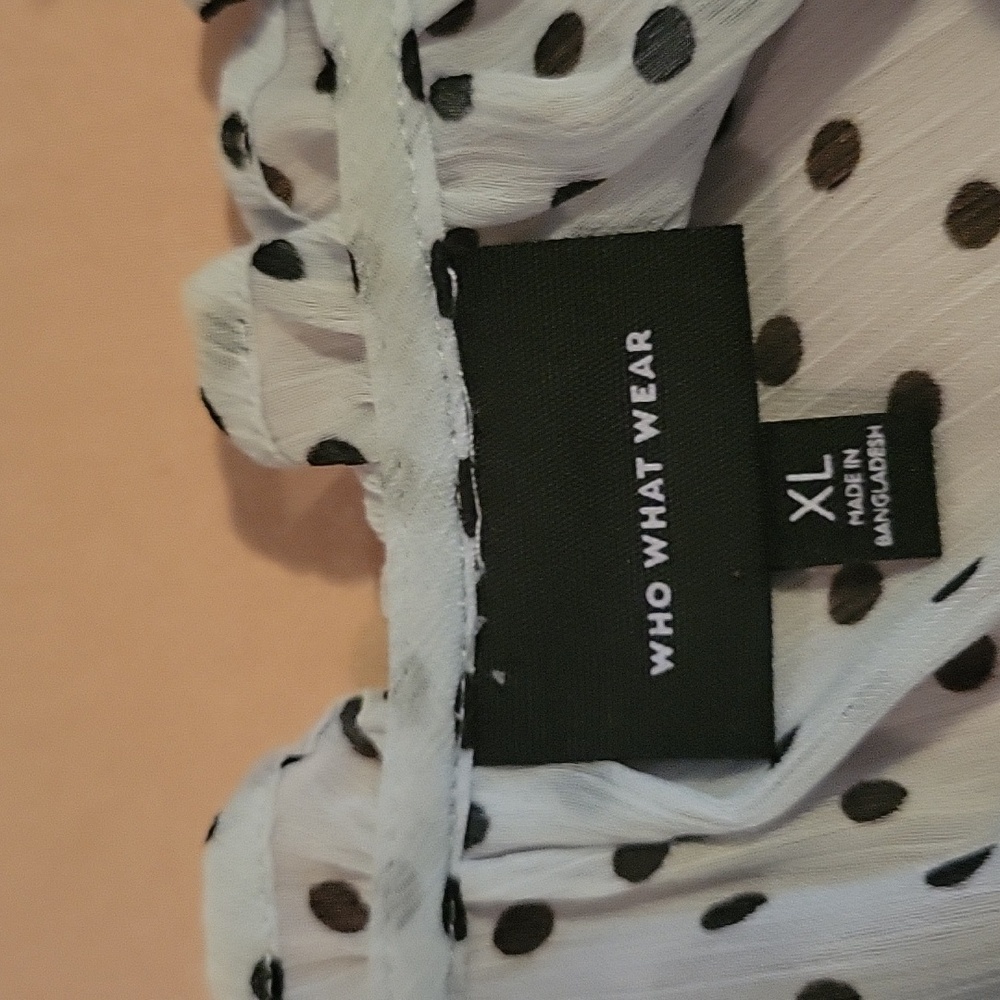 Baby Blue Blouse with Navy Blue Polka Dots
